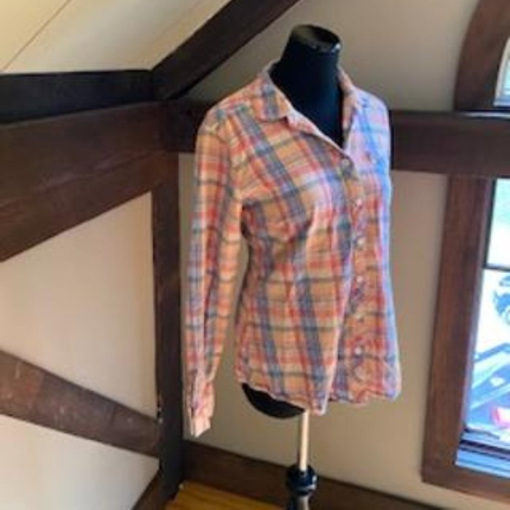 Eddie Bauer Multi Color Peach Flannel